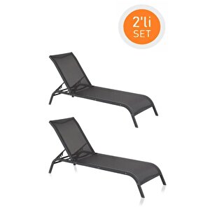 Sy-2532 Brezza Fileli Alüminyum Lüks Şezlong Antrasit 2'li Set