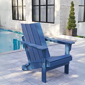 Mavi Adirondack Serisi Düz Sırtlı Katlanır Sandalye, Mavi Koltuk, Balkon,bahçe,cafe Mobilyası