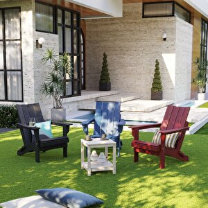 Mavi Adirondack Serisi Düz Sırtlı Katlanır Sandalye, Mavi Koltuk, Balkon,bahçe,cafe Mobilyası
