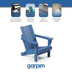 Mavi Adirondack Serisi Düz Sırtlı Katlanır Sandalye, Mavi Koltuk, Balkon,bahçe,cafe Mobilyası