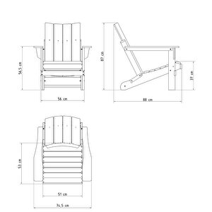 Mavi Adirondack Serisi Düz Sırtlı Katlanır Sandalye, Mavi Koltuk, Balkon,bahçe,cafe Mobilyası