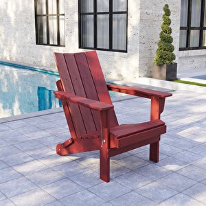 Kırmızı Adirondack Serisi Düz Sırtlı Katlanır Sandalye, Tekli Kırmızı Koltuk, Balkon,bahçe,mobilya