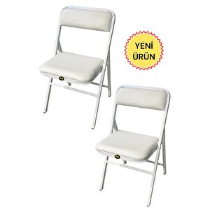 Hey 2'li Katlanır Kamp Sandalyesi Piknik Sandalyesi Beyaz