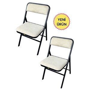 Hey 2'li Katlanır Kamp Sandalyesi Piknik Sandalyesi Krem