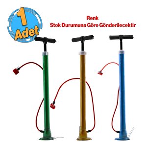 Şişirme Seti Klasik Bisiklet Pompası El Tipi Ayak Tutamaklı Metal Borulu Ve Uçlu Top Teker Şambrel