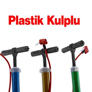 Şişirme Seti Klasik Bisiklet Pompası El Tipi Ayak Tutamaklı Metal Borulu Ve Uçlu Top Teker Şambrel