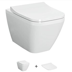 Vitra İntegra Square Kare Rim-ex Asma Klozet + Slim Duroplast Yavaş Kapanan Klozet Kapağı Set