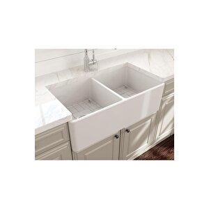 Lavello Çift Gözlü Seramik Mutfaf Eviye, 85 Cm, Parlak Beyaz 1139-001-0120-03