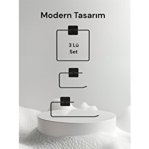 Siyah Yapışkanlı Modern Tasarım 3 Lü Kare Set
