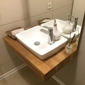 Modern Banyo Tezgahı-çanak Banyo Tezgahı- Ahşap Banyo Tezgahı-60cm Kayın
