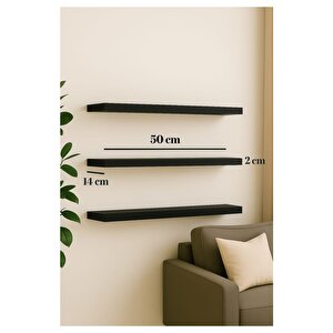 50 Cm Mat Siyah Mdf Uçan Duvar Rafı Gizli Bağlantı Kitaplık