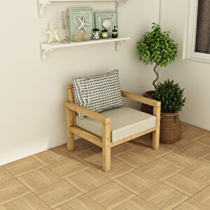 Rustik Doğal Ahşap Natural Renk Tekli Bahçe & Balkon Koltuğu