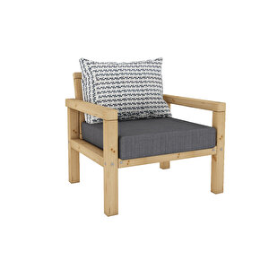Rustik Doğal Ahşap Natural Renk Tekli Bahçe & Balkon Koltuğu