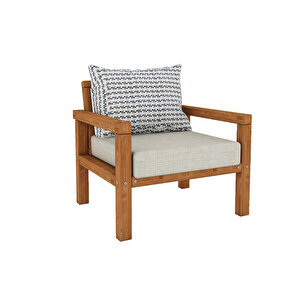 Rustik Doğal Ahşap Teak Renk Tekli Bahçe & Balkon Koltuğu