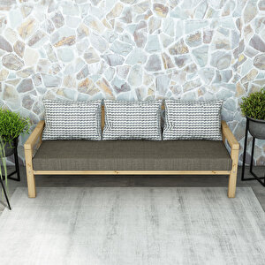 Rustik Doğal Ahşap Natural Renk Üçlü Bahçe & Balkon Kanepesi