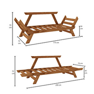 Fonksiyonel Yataklı Otantik Doğal Ahşap Kanepe Teak Renk