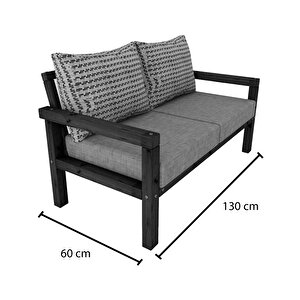 Rustik Doğal Ahşap Teak Renk İkili Bahçe & Balkon Kanepesi