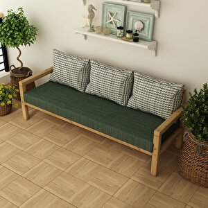 Rustik Doğal Ahşap Natural Renk Üçlü Bahçe & Balkon Kanepesi