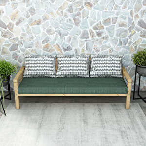 Rustik Doğal Ahşap Natural Renk Üçlü Bahçe & Balkon Kanepesi