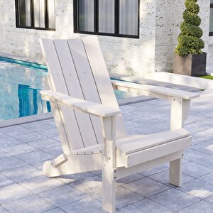 Beyaz Adirondack Serisi Düz Sırtlı Katlanır Sandalye, Beyaz Koltuk, Balkon,bahçe,cafe Mobilyası Beyaz