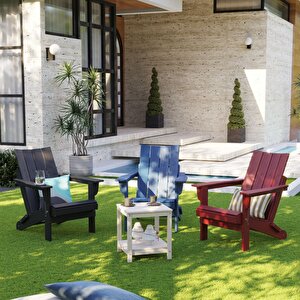 Siyah Adirondack Serisi Düz Sırtlı Katlanır Sandalye, Siyah Koltuk, Balkon,bahçe,cafe Mobilya