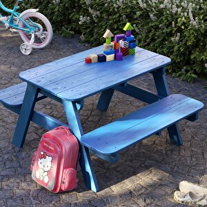 Çocuk Piknik Masası - Mavi | Dayanıklı, Hava Koşullarına Ve Uv’ye Dayanıklı, Kolay Kurulum, Hdpe Mavi