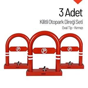 Oval Tip Kilitli Otopark Direği – 3'lü Set