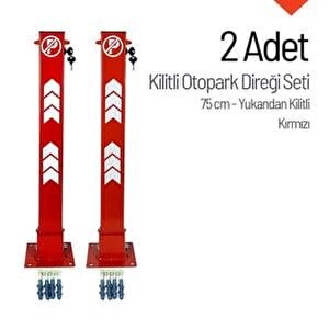 75 Cm Yukarıdan Kilitli Otopark Direği – 2'li Park Bariyeri Seti