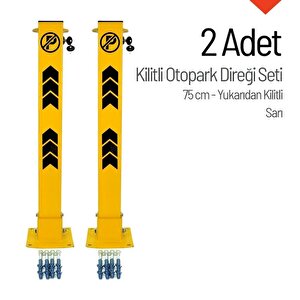 75 Cm Yukarıdan Kilitli Otopark Direği – 2'li Park Bariyeri Seti