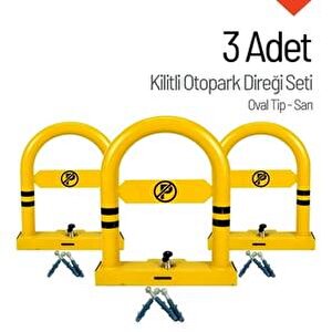 Oval Tip Kilitli Otopark Direği – 3'lü Set