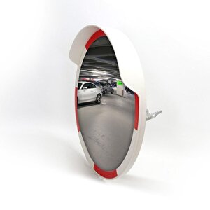 Tümsek Ayna 60 Cm – Beyaz-kırmızı Güvenlik Aynası
