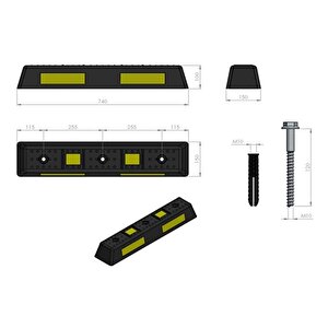 Kompakt Ve Dayanıklı Kauçuk Oto Park Stoperi – 74x15x10 Cm