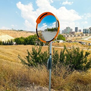 Otopark Ve Yol Güvenliği İçin 80 Cm Ayna / 2.5 M Galvaniz Direk Seti
