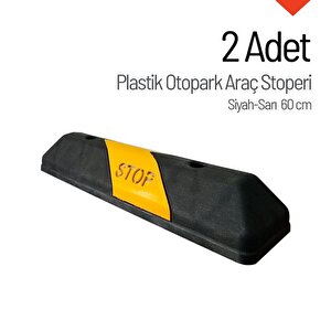 2'li Set Plastik Oto Park Araç Stoperi – 60 Cm Siyah-sarı Kompakt Model