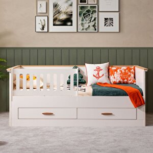 Montessori Karyola , Roma Açılır Korkuluklu Çekmeceli Montessori Karyola Comfort Yatak