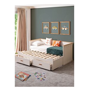 Yavrulu Karyola, Likya Divan Karyola Çekmeceli Açılır Çift Kişilik Karyola + Soft Yatak