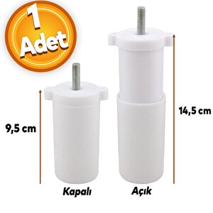 Gizli Mobilya Kanepe Sehpa Tv Ünitesi Koltuk Orta Destek Ayağı Ayarlanabilir 9.5 Cm Beyaz Baza Ayak