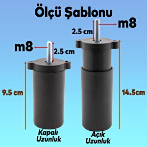 Mobilya Kanepe Sehpa Tv Ünitesi Koltuk Orta Destek Ayağı Ayarlanabilir 9.5 Cm Siyah Baza Ayak 4 Adet