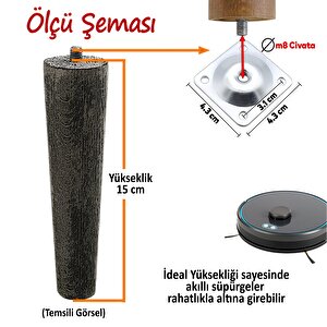 2 Adet Ahşap Ayak 15 Cm Orman Yeşili M8 Civatalı Bağlantı Aparatlı Dolap Mobilya Koltuk Kanepe Destek Ayağı Ayakları