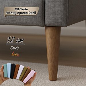 Ahşap Ayak 12 Cm Ceviz M8 Civatalı Bağlantı Aparatlı Dolap Mobilya Koltuk Kanepe Destek Ayağı Ayakları