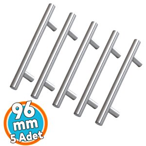 Mobilya Mutfak Çekmece Dolap Dolabı Kulbu Kulpu Kulpları 96 Mm - 9.6 Cm) İnox Metal 5 Adet