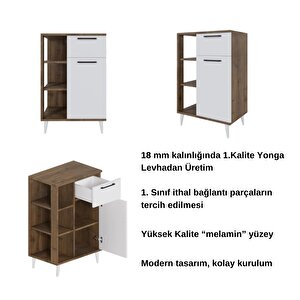 Lina Çok Amaçlı Dolap, Kahve Dolabı, Kitaplık Beyaz - Hitit