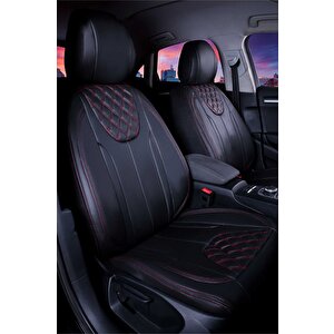 Dacia Duster 2010-2013 Uyumlu Lüx Deri Oto Koltuk Kılıfı Ön Arka Takım İron Si̇yah Kirmizi Siyah - Kırmızı