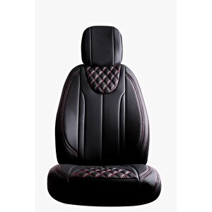 Dacia Duster 2010-2013 Uyumlu Lüx Deri Oto Koltuk Kılıfı Ön Arka Takım İron Si̇yah Kirmizi Siyah - Kırmızı