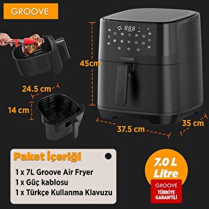 Groove Max Xxl 7l 1800w Wifi Smart Airfryer Air Fryer Yağsız Sıcak Hava Fritözü Siyah