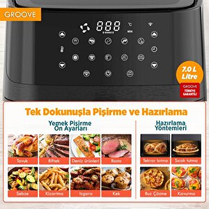 Groove Max Xxl 7l 1800w Wifi Smart Airfryer Air Fryer Yağsız Sıcak Hava Fritözü Siyah