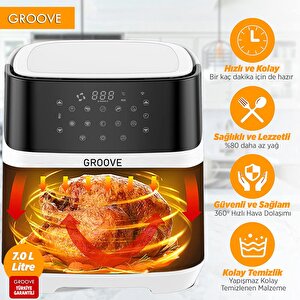 Groove Max Xxl 7l 1800w Wifi Smart Airfryer Air Fryer Yağsız Sıcak Hava Fritözü Beyaz