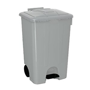 Sy-4265 Gri 85 Lt Köşeli Pedallı Tekerlekli Çöp Kovası
