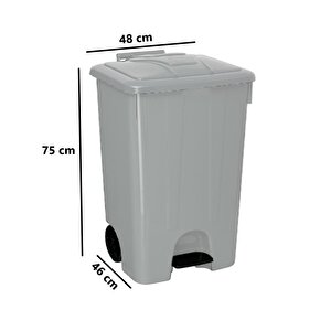 Sy-4265 Gri 85 Lt Köşeli Pedallı Tekerlekli Çöp Kovası