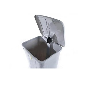 Sy-4265 Gri 85 Lt Köşeli Pedallı Tekerlekli Çöp Kovası